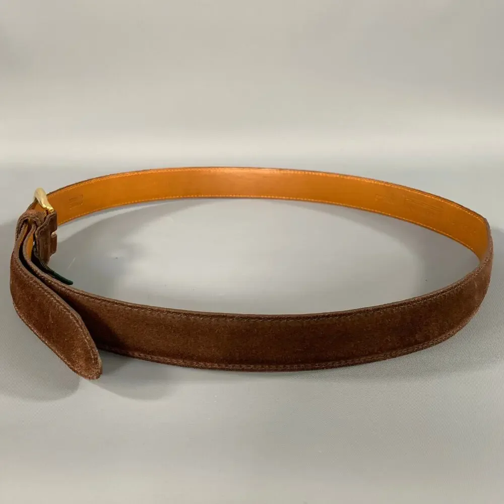COLE HAAN Size 38 Brown Textured Suede Belt